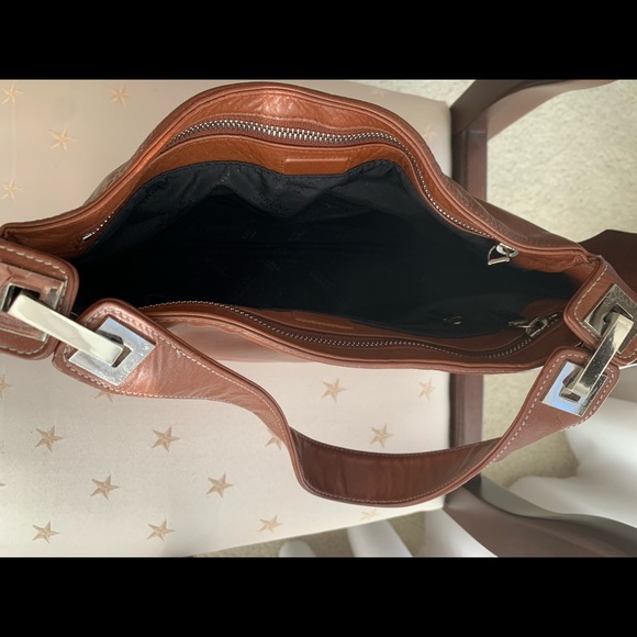 PERLINA New York Brown Leather Shoulder Hobo Tote Bag - Picture 5 of 13